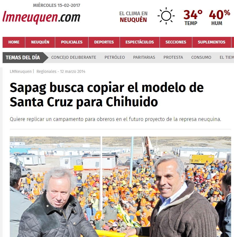2017-02-15 14_31_27-$ Quiere replicar un campamento para obreros en el futuro proyecto de la represa neuquina.